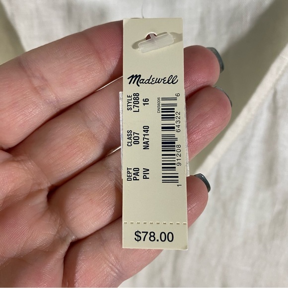 NWT Madewell natural off white linen Angel wing sleeves button front top 16 - Picture 5 of 10